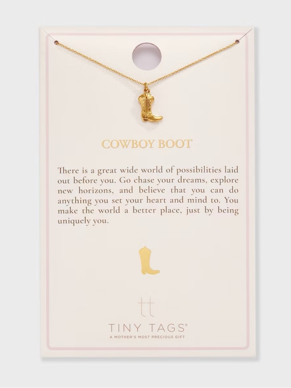Gold Cowboy Boot Necklace - Dainty Western Pendant